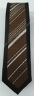Gravata Slim Fit Toque de Seda - Marrom Escuro Fosco com Faixa Vertical Marrom Chocolate e Riscas Brancas - COD: PX502 - Império das Gravatas